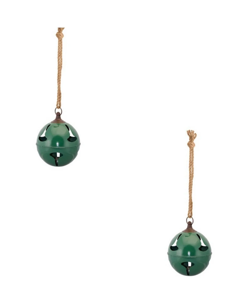 Slickblue Metal Sleigh Bell With Jute Hanger (Set of 2)