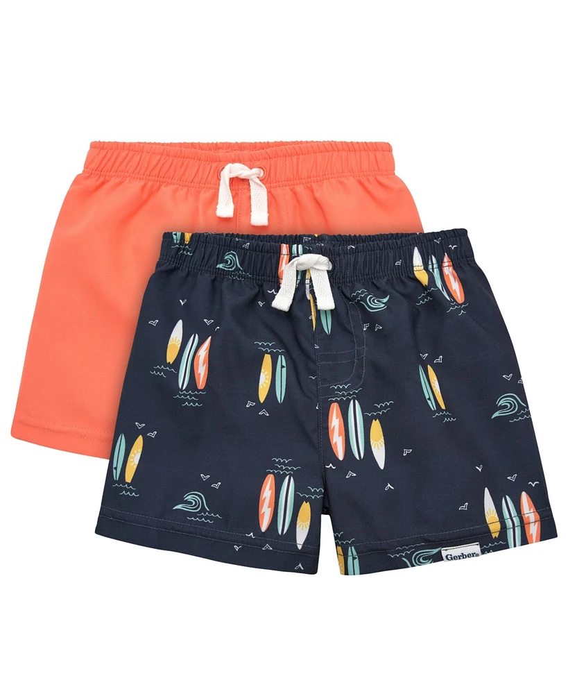 Gerber Toddler Boys Swim Trunks - Surfboards - 2-Pack