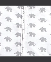 Touched by Nature Baby Boys Baby Organic Cotton Zipper Long-Sleeve Gowns 3pk, Marching Elephant