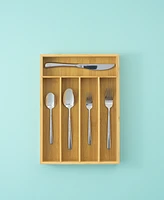 JoyJolt Bamboo Slot Drawer Organizer for Kitchen Utensils