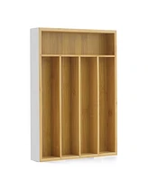 JoyJolt Bamboo 5 Slot Drawer Organizer for Kitchen Utensils