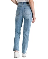 Dkny Jeans Women's High-Rise Logo Embellished Slim Straight