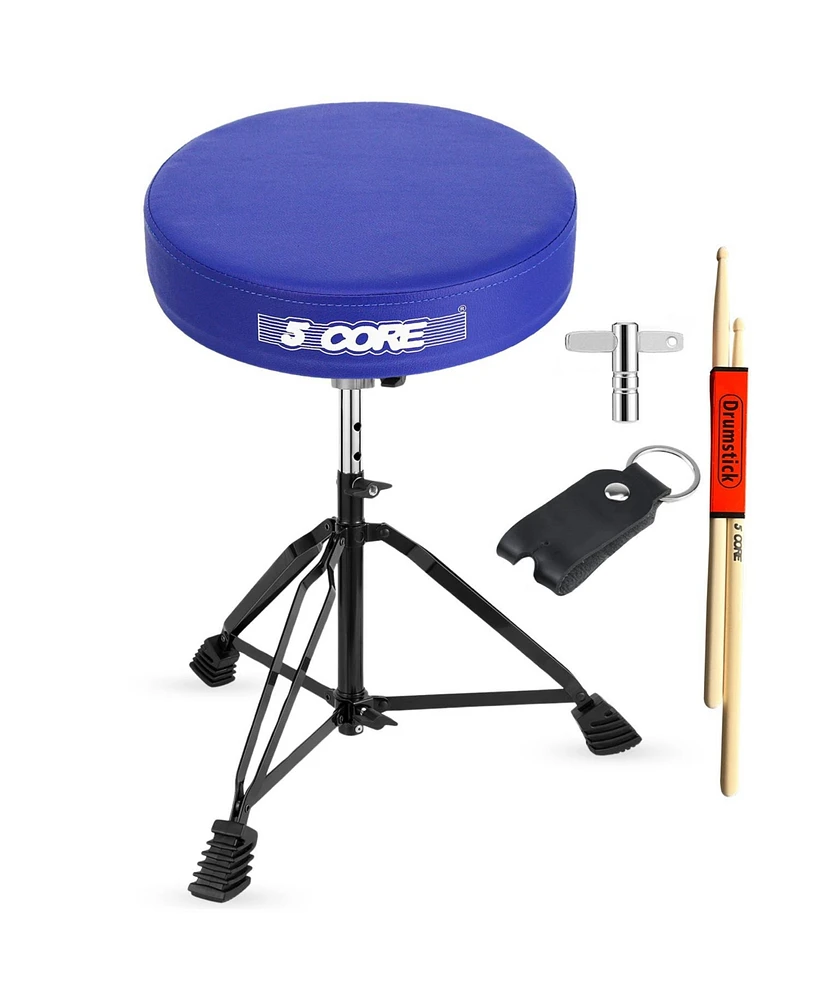 5 Core Drum Throne Padded Guitar Stool Height Adjustable Drummer Seat Music Chair for Adults And Kids Ds Blkch Blu