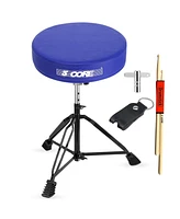 5 Core Drum Throne Padded Guitar Stool Height Adjustable Drummer Seat Music Chair for Adults And Kids Ds Blkch Blu