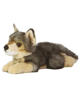 Aurora Medium Wolf Miyoni Realistic Plush Toy Gray 10.5"