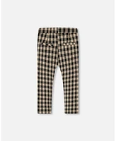 Deux par Big Girls Treggings Plaid Black And Beige