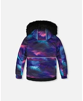 Deux par Toddler Girls Two Piece Snowsuit Printed Purple Aurora Borealis