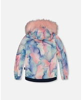 Deux par Toddler Girls Two Piece Snowsuit Printed Pastel Watercolor And Dusty Pink - Toddler|Child