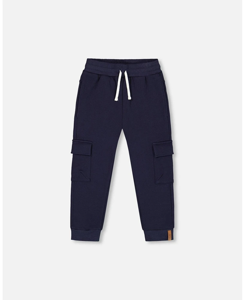 Deux par Toddler Boys Fleece Sweatpants With Cargo Pockets Navy - Toddler|Child