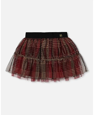 Deux par Toddler Girls Glittering Tulle Skirt Red Plaid - Toddler|Child