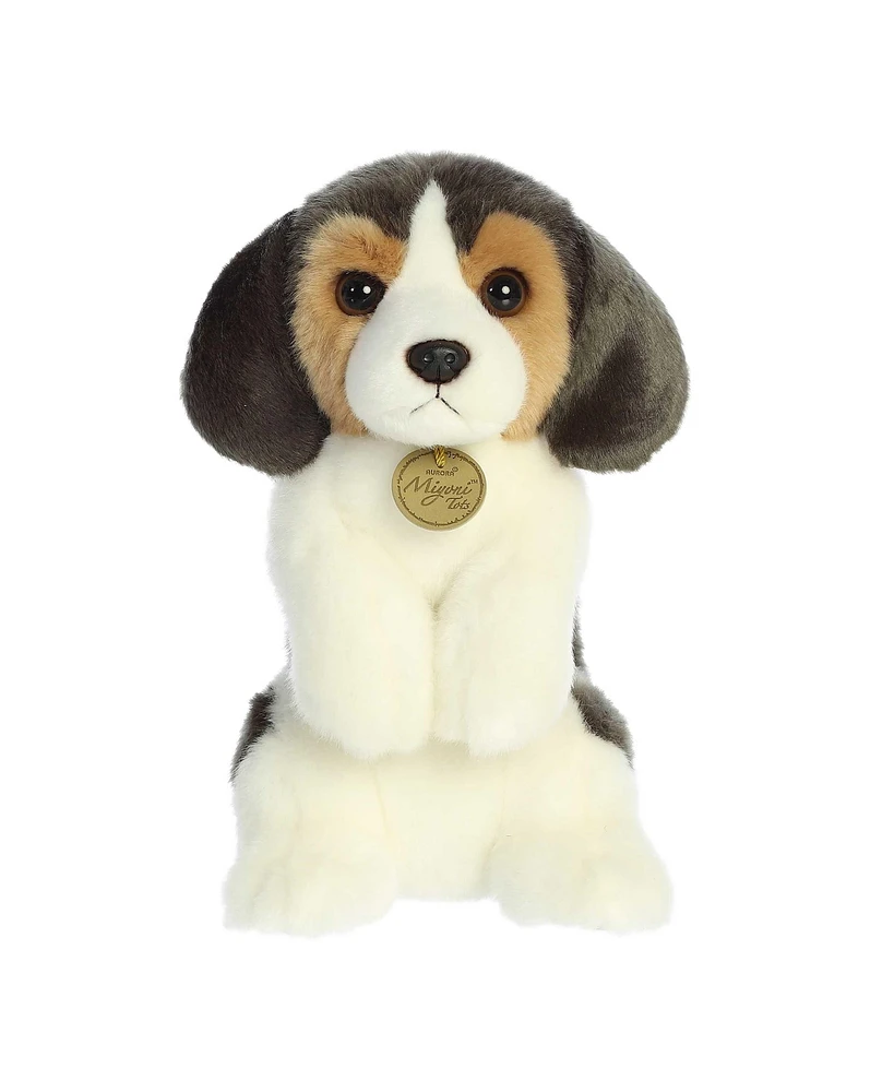 Aurora Medium Sitting Pretty Beagle Pup Miyoni Tots Adorable Plush Toy White 9.5"