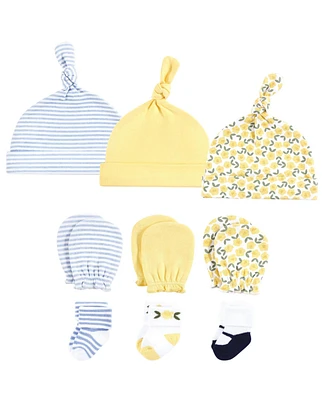 Hudson Baby Girls Caps, Mittens and Socks Set, Buttercup, 0-6 Months