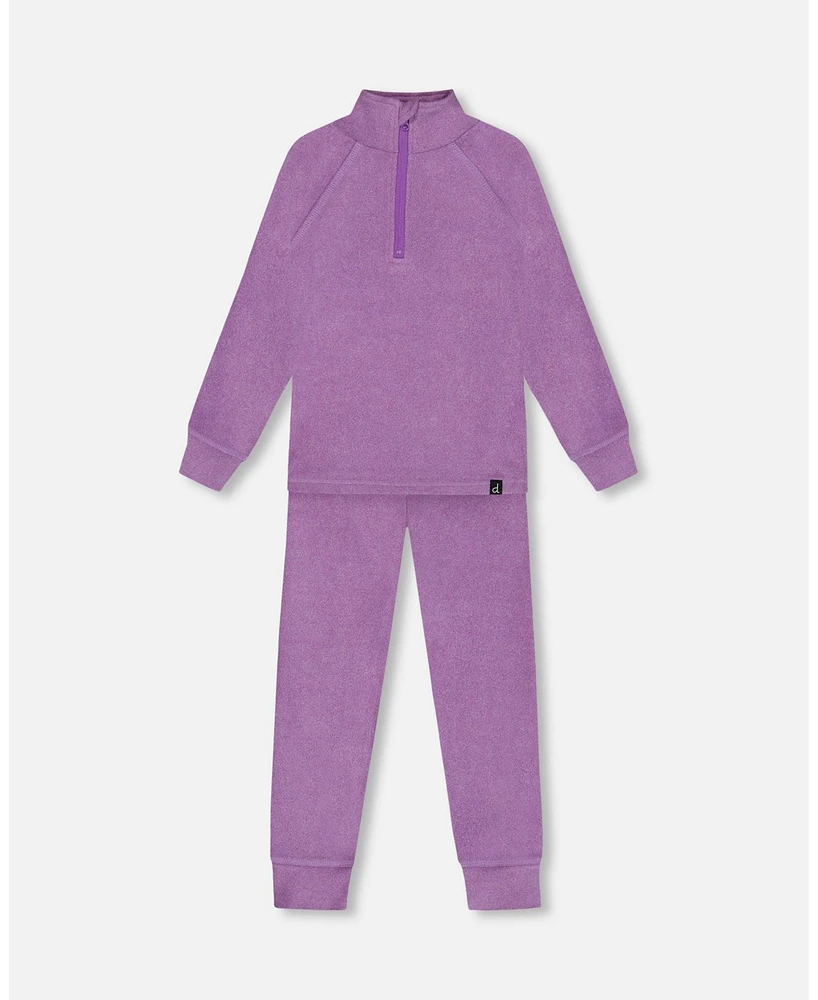 Deux par Deux Big Girls Two Piece Thermal Underwear Set Purple