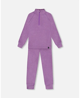 Deux par Deux Big Girls Two Piece Thermal Underwear Set Purple
