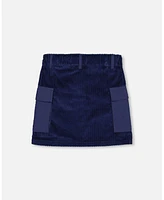 Deux par Toddler Girls Corduroy Cargo Pocket Skirt Navy - Toddler|Child