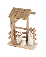 Slickblue Wooden Creche Nativity Scene 9"h