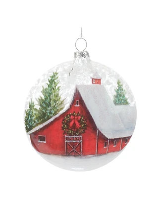 Slickblue Frosted Barn Ball Ornaments - Set of 12, Rustic Holiday Decor