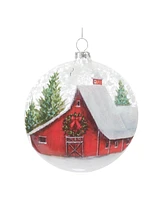 Slickblue Frosted Barn Ball Ornaments - Set of 12, Rustic Holiday Decor