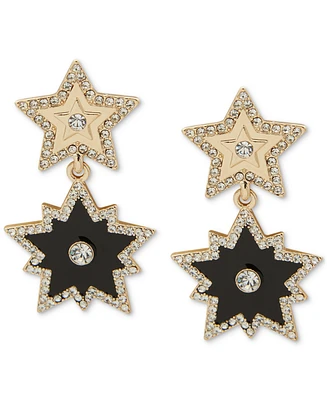 Karl Lagerfeld Paris Gold-Tone Pave & Jet Star Drop Earrings