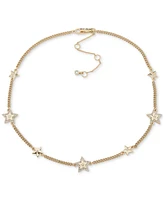 Karl Lagerfeld Paris Gold-Tone Pave Star Stationed Collar Necklace, 16" + 3" extender