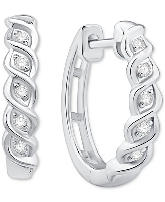 Diamond Small Huggie Hoop Earrings (1/10 ct. t.w.) in 10k White Gold