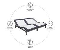 Cariloha Resort Adjustable Mattress Base | King | 6", 9", 12" | Viscose Material | Multiple Adjustments, 4 Usb Ports, Led Lighting