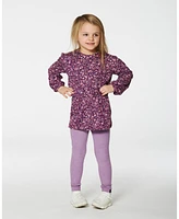 Deux par Little Girls Elastic Waist Tunic Burgundy Printed Flowers - Toddler|Child