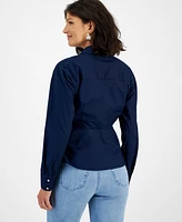 I.n.c. International Concepts Women's Utility Wrap Blouse, Created for Macy's