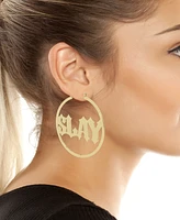 Betsey Johnson Gold Slay Hoop Earrings