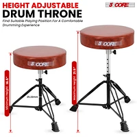 5 Core Drum Throne Padded Guitar Stool Height Adjustable Music Chair Seat Universal for Adults & Kids with Anti Slip Rubber Feet