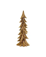 Slickblue Carved Stone Pine Tree Decor with Gold Finish (Set of 3)