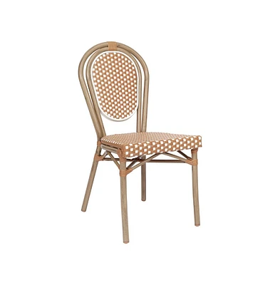 Merrick Lane Celia Stacking Thonet French Bistro Style Chair, Pe Rattan Seat, And Metal Frame For Indoor/Outdoor Use