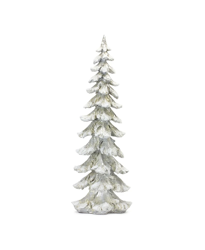 Slickblue Flocked Snowy Silver Holiday Tree Decor