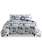 Hallmart Collectibles Holiday Town Square 3-Pc. Comforter Set