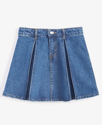 kensie Little & Big Girls Pleated Denim Skirt