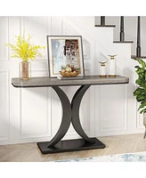 Tribesigns Modern Gold Console Table, 40 inch Narrow Entryway Foyer Table with Geometric Base, Rustic Hallway Accent for Living Room, Entrance