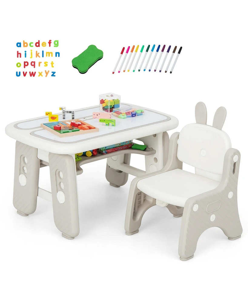 Costway Kids Drawing Table & Chair Set Graffiti Toddlers Art Activity Table & Chair