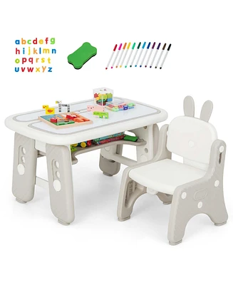 Costway Kids Drawing Table & Chair Set Graffiti Toddlers Art Activity Table & Chair