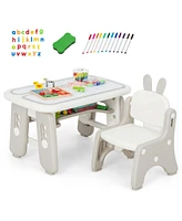 Costway Kids Drawing Table & Chair Set Graffiti Toddlers Art Activity Table & Chair