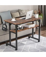 Tribesigns Portable Desk, Height Adjustable Sofa Bedside Laptop Table on Wheels, Small Standing Desk Rolling Computer Cart for Home Office Bedroom Liv