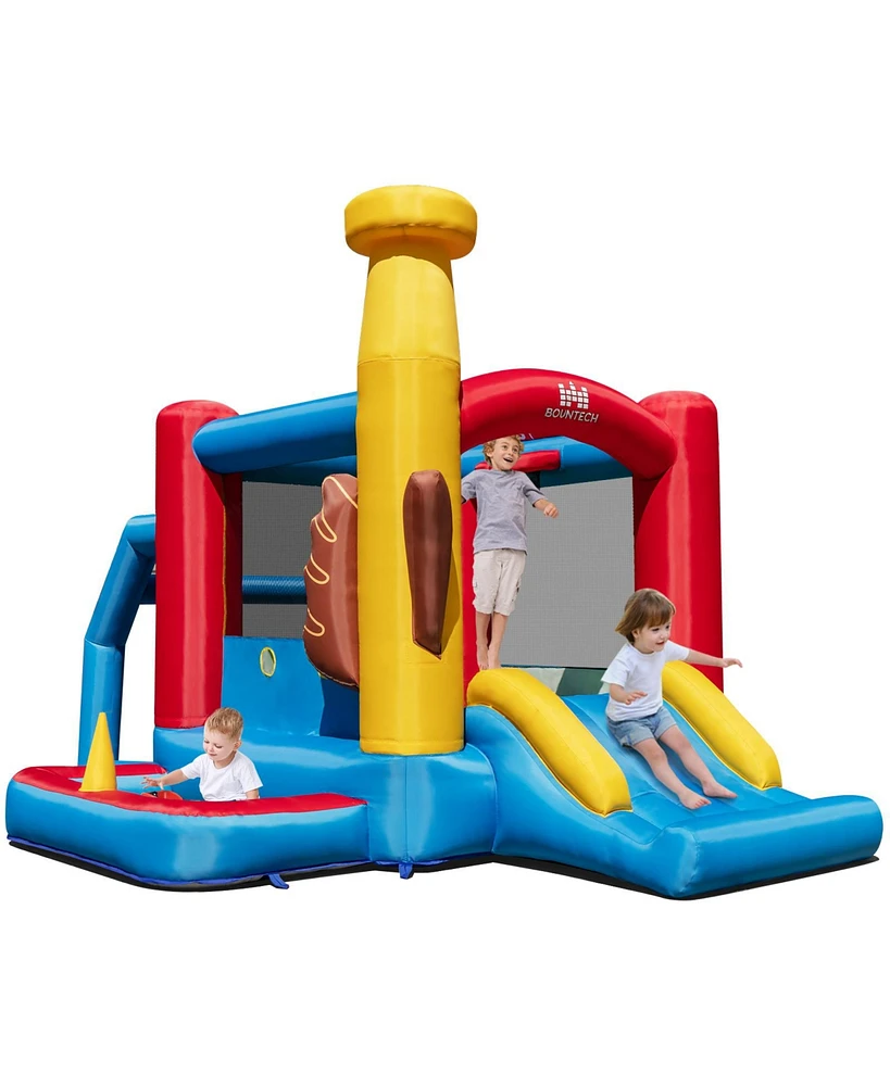 Slickblue Baseball Themed Inflatable Bounce House with Ball Pit and Ocean Balls with 735W Blower