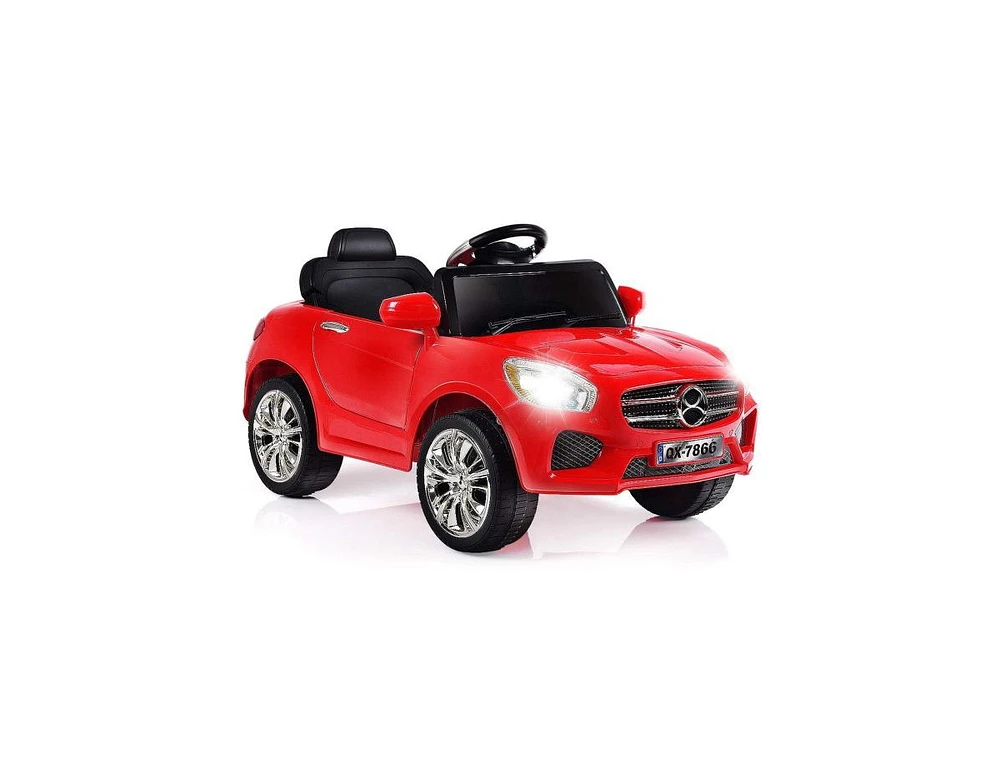 Slickblue 6V Kids Remote Control Battery Powered Led Lights Riding Car-Red