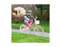 Slickblue Kids Bike with Front Handbrake and 2 Training Wheels-Pink