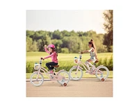 Slickblue Kids Bike with Front Handbrake and 2 Training Wheels-Pink