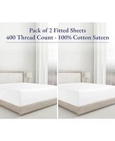 California Design Den 2-Pack California Fitted Sheets, 400 Thread Count 100% Cotton Sateen