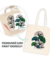 Rosa ROSATalent: Eco-Friendly Cotton Ecobag Coloring Kit – Ginkgo Leaves (220 Gsm, 38x42 cm)