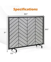 Sugift 38 x 31 Inch Single Panel Fireplace Screen