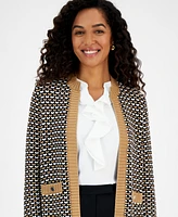 Kasper Women's Textured Contrast-Trim Cardigan