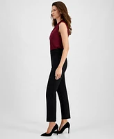 Kasper Petite Pull-On Straight-Leg Pants