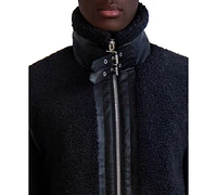 Karl Lagerfeld Men's Fleece Faux-Leather Trim Jacket